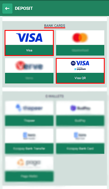 Visa at Betwinner