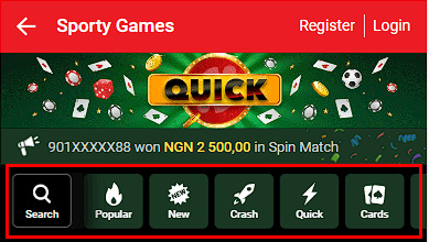 Available games at SportyBet