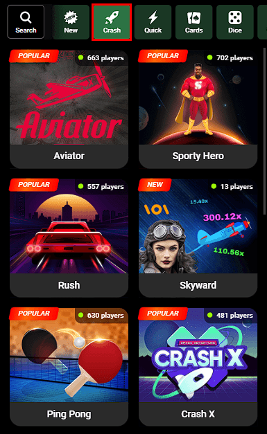 Crash games in SportyBet