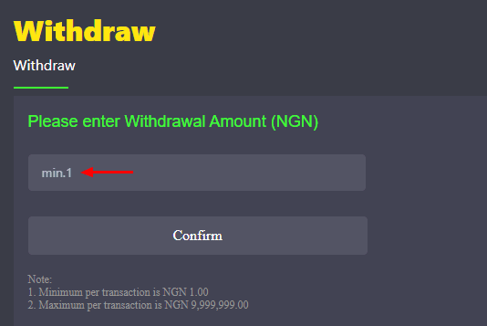 Withdrawal of money won Bangbet