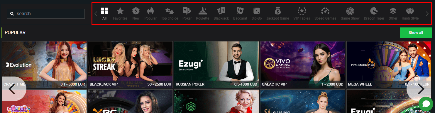 888Starz Live Casino