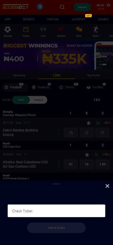 Field for entering your AccessBet coupon number