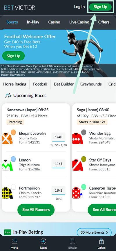 Registration BetVictor