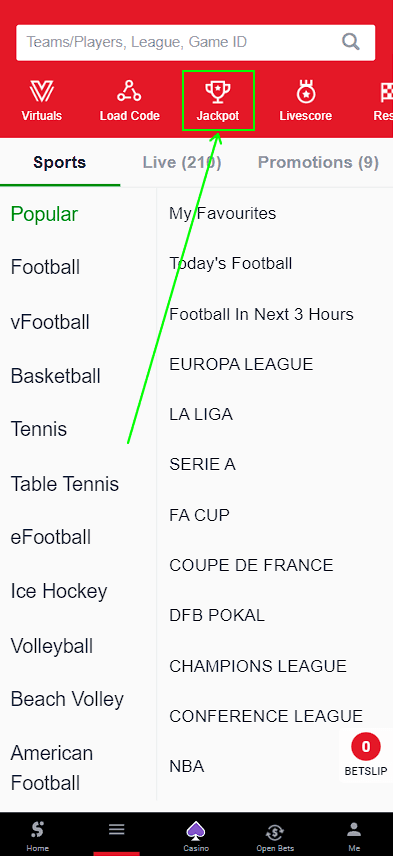 Jackpot at SportyBet