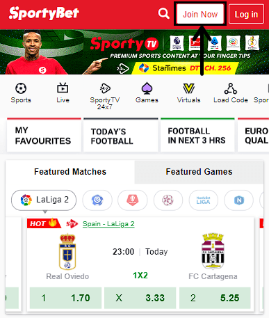 Check-in in SportyBet