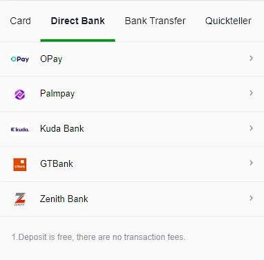 Deposit via Direct Bank in Sportybet