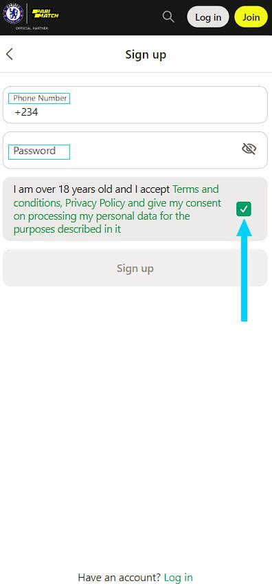 Enter your phone number and a password