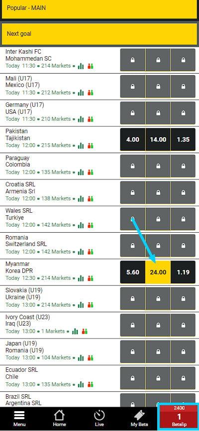 Bet outcome