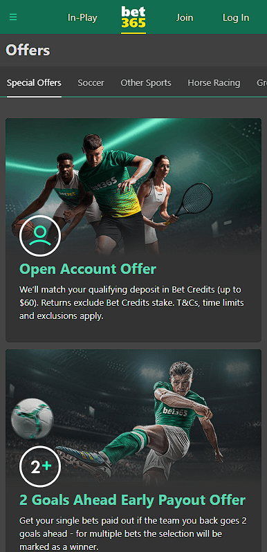 Bonuses and promotions Bet365