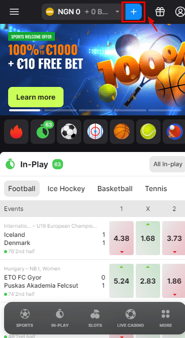 Deposit button Betmaster