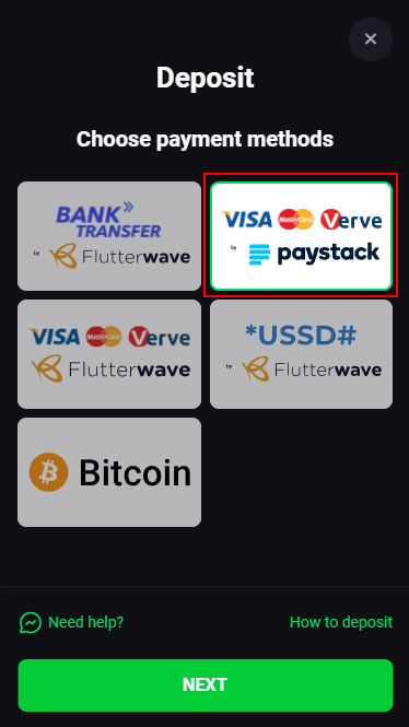 Deposit with Card by Paystack