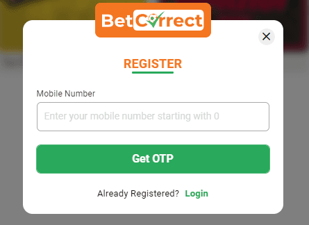BetCorrect registration form