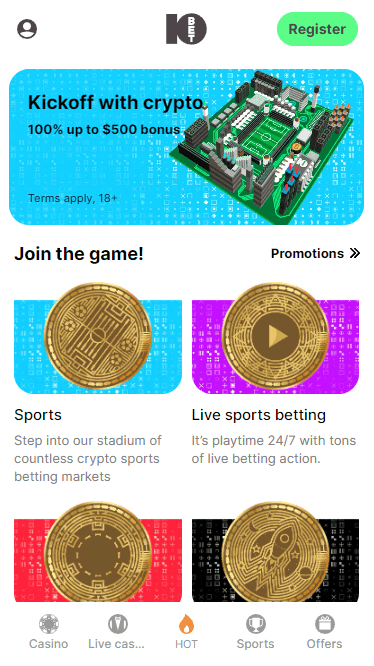 Mobile version 10bet