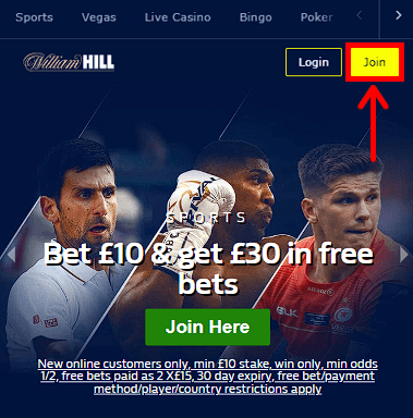 Sign up at William Hill