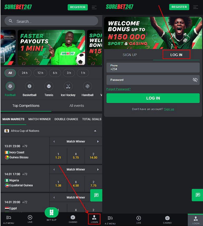 Autorisation on Surebet247