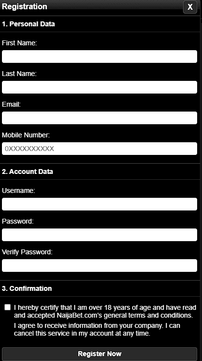 Registration, Personal Data, Account Data