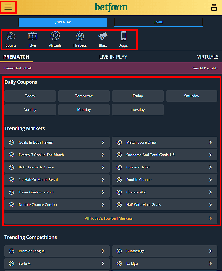 Betfarm bookmaker website