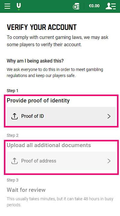 Unibet verify account