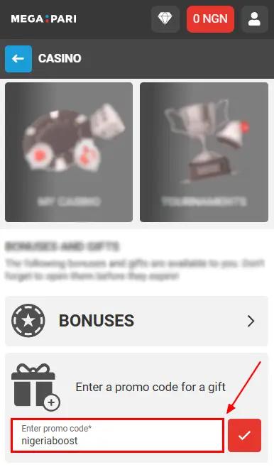Megapari promo code 