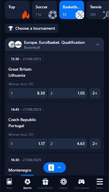 1win basketball betting