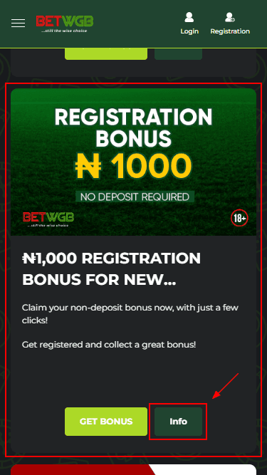 No deposit bonus for registration Winners Golden Bet