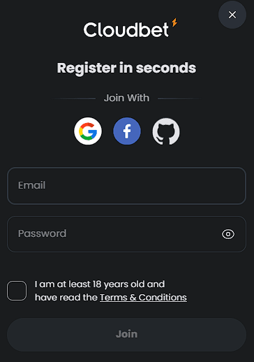 Cloudbet registration