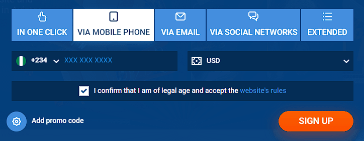 Registration via mobile number