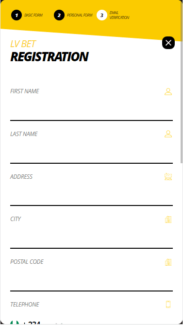The second stage of registration at LV Bet