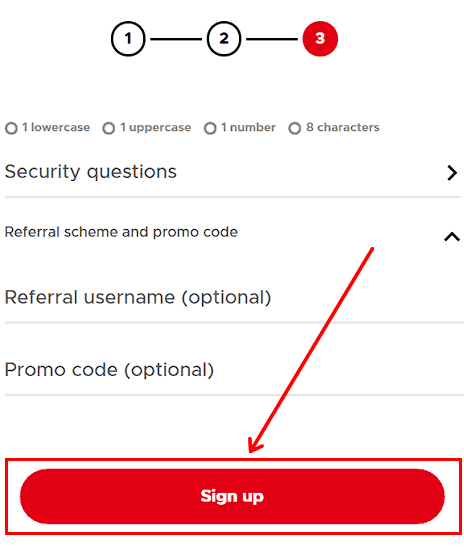 Betclic registration form