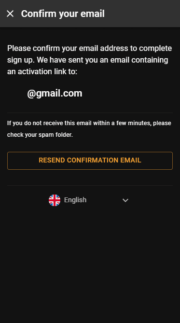 Registration on the Cloudbet website 