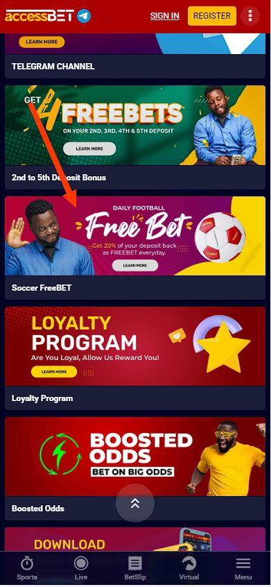 Soccer freebet