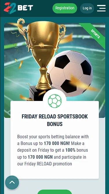 22bet friday bonus