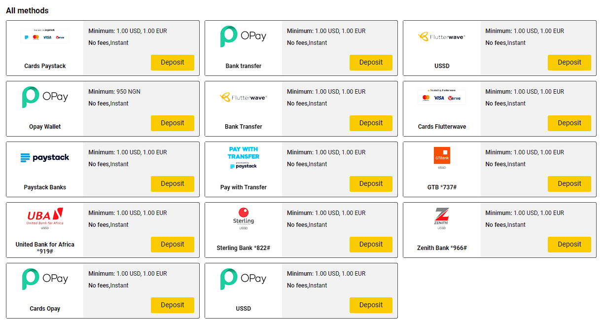 Payment methods