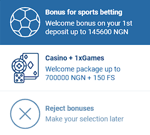 Bonuses selection 1xbet