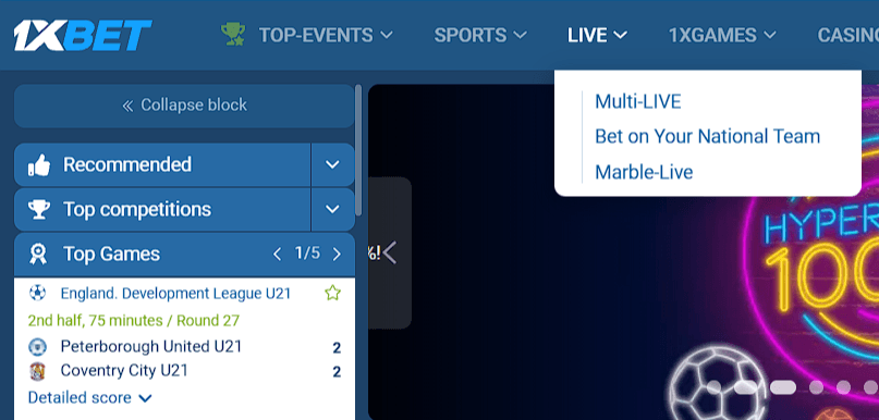 1xbet Live