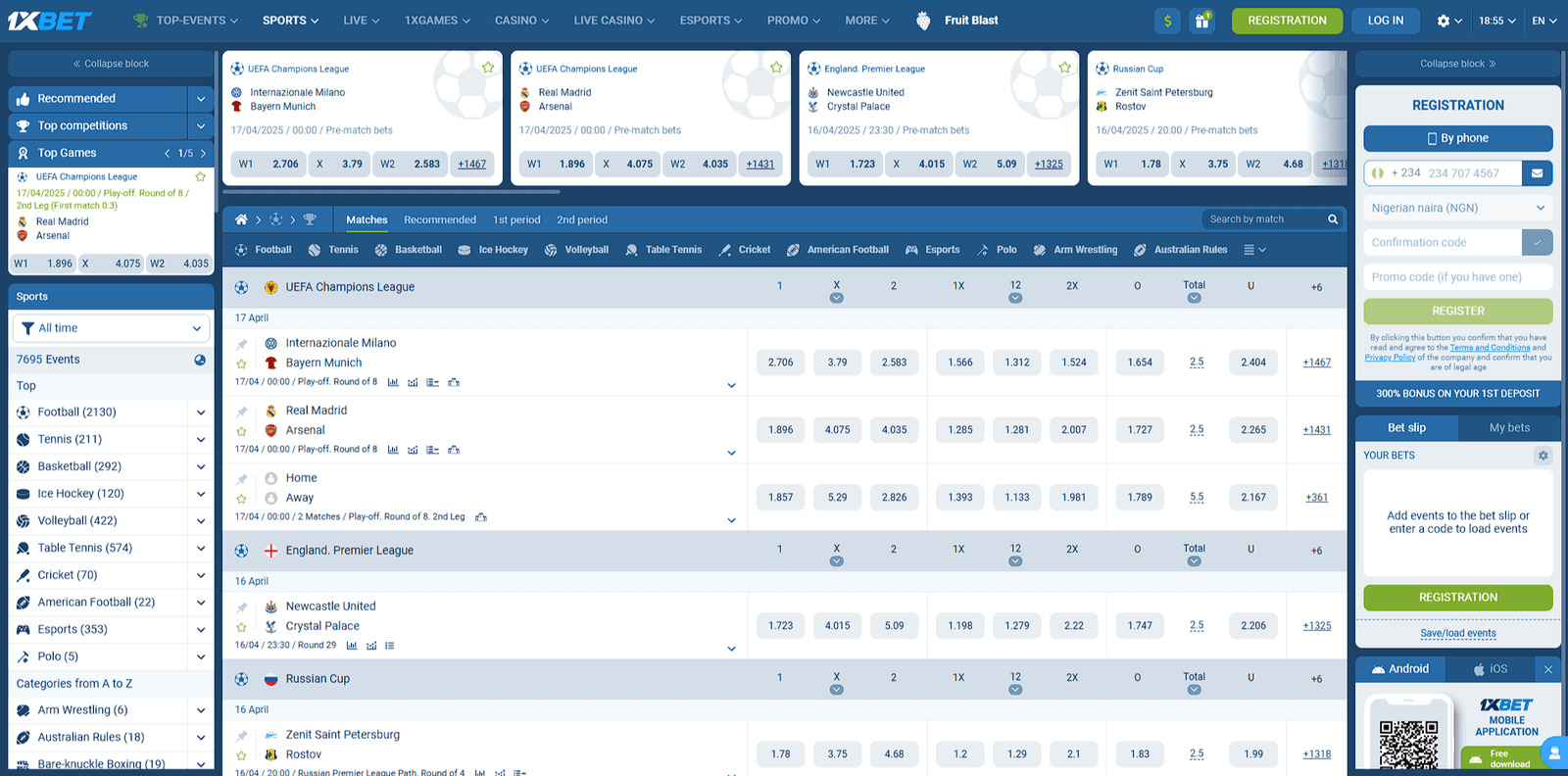 1xbet sports betting
