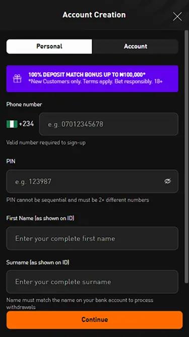 LiveScore Bet registration form