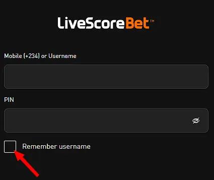LiveScore Bet remember me button